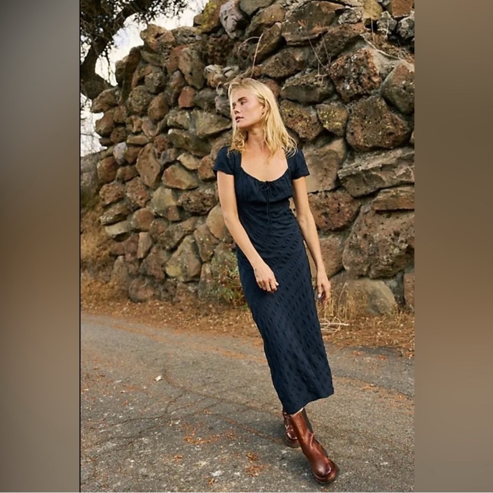 Free People Midi Dress Cap Sleeves